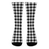 Black And White Buffalo Plaid Print Crew Socks