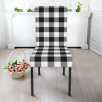 Black And White Buffalo Plaid Print Dining Chair Slipcover
