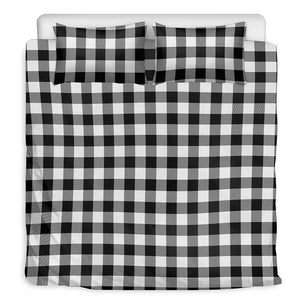 Black And White Buffalo Plaid Print Duvet Cover Bedding Set