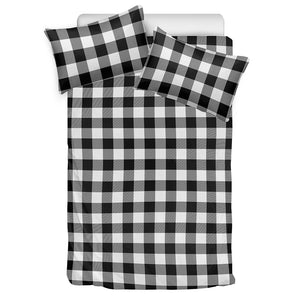 Black And White Buffalo Plaid Print Duvet Cover Bedding Set