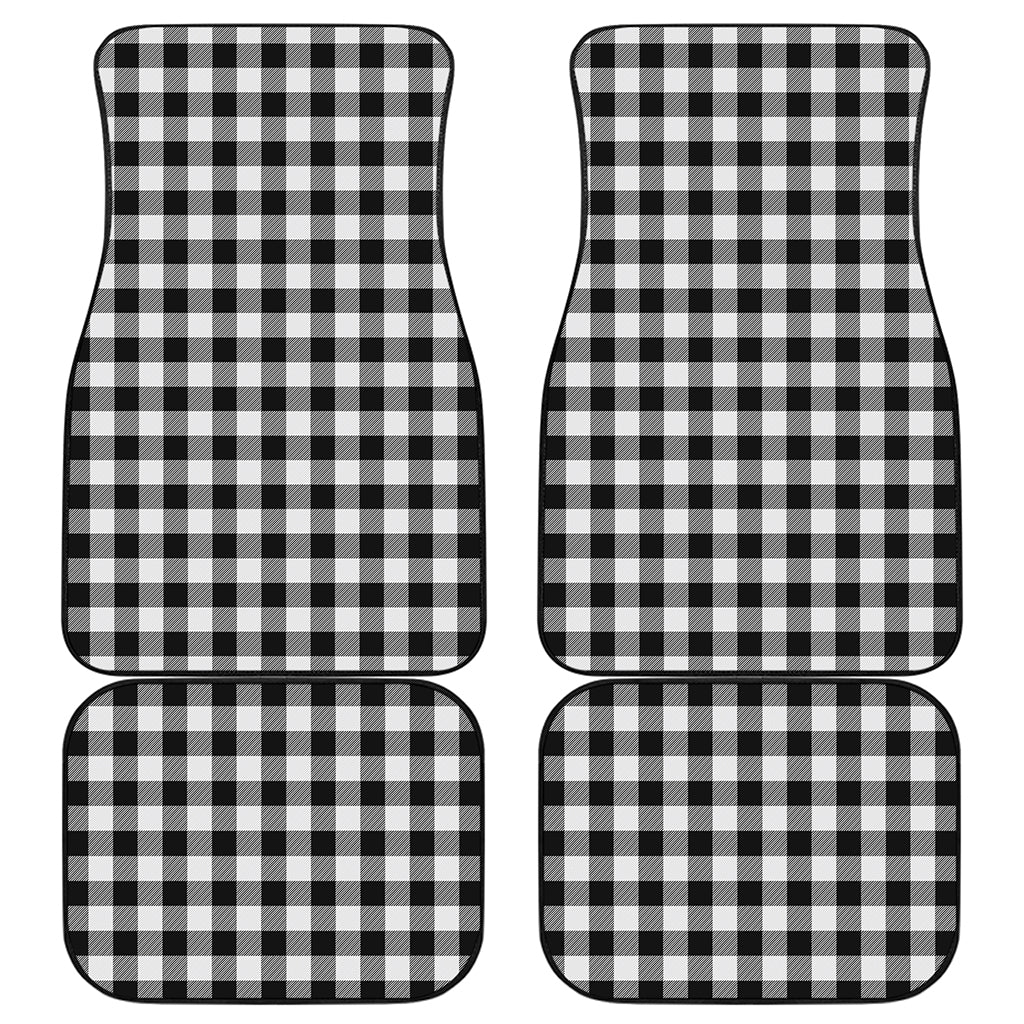 Black And White Buffalo Plaid Print Front and Back Car Floor Mats