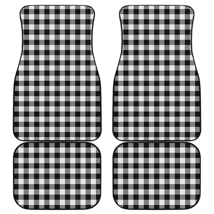 Black And White Buffalo Plaid Print Front and Back Car Floor Mats