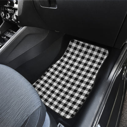 Black And White Buffalo Plaid Print Front and Back Car Floor Mats