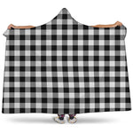 Black And White Buffalo Plaid Print Hooded Blanket