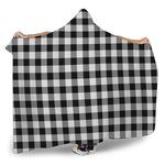 Black And White Buffalo Plaid Print Hooded Blanket