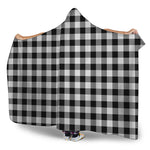 Black And White Buffalo Plaid Print Hooded Blanket