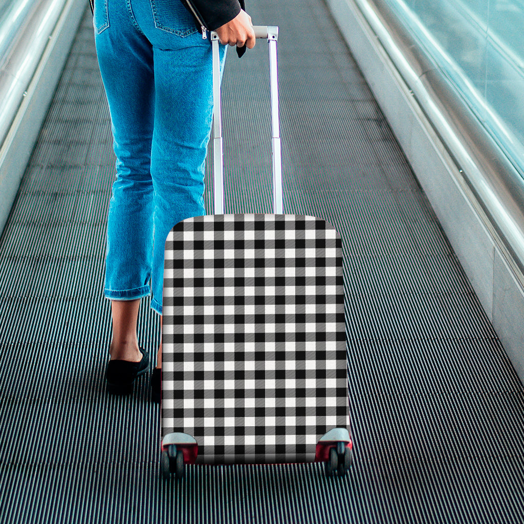Black And White Buffalo Plaid Print Luggage Cover