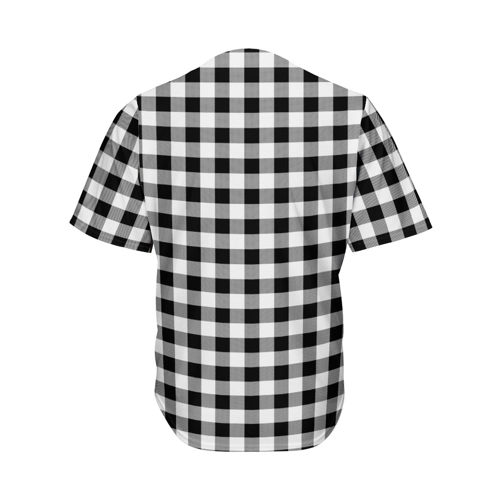 Black And White Buffalo Plaid Print Men's Baseball Jersey