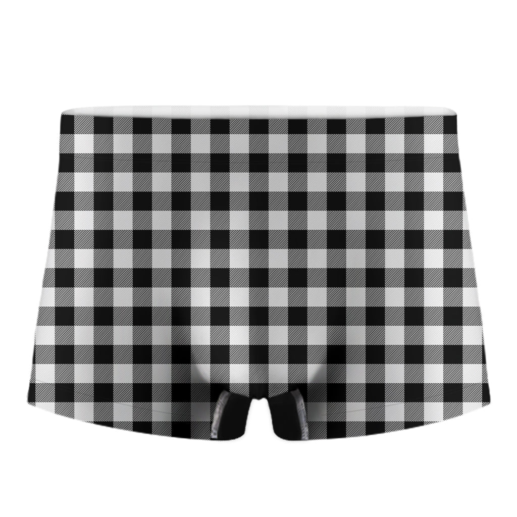 Black And White Buffalo Plaid Print Men's Boxer Briefs