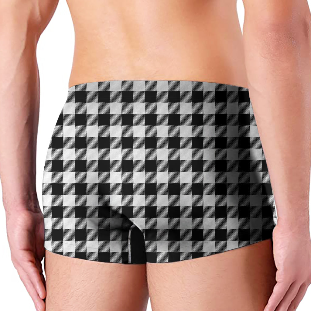 Black And White Buffalo Plaid Print Men's Boxer Briefs