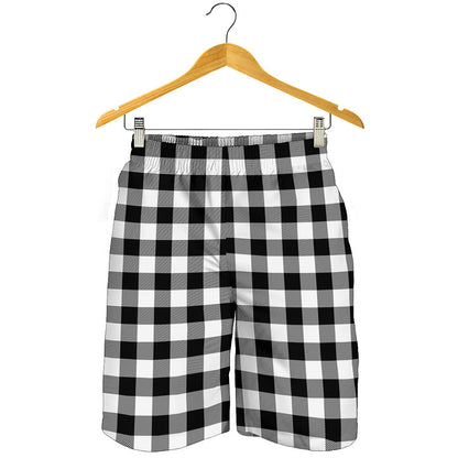 Black And White Buffalo Plaid Print Men's Shorts