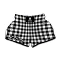 Black And White Buffalo Plaid Print Muay Thai Boxing Shorts