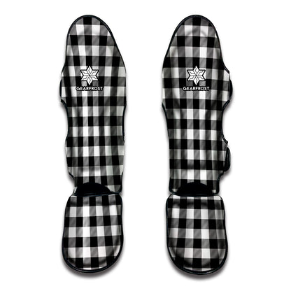 Black And White Buffalo Plaid Print Muay Thai Shin Guard