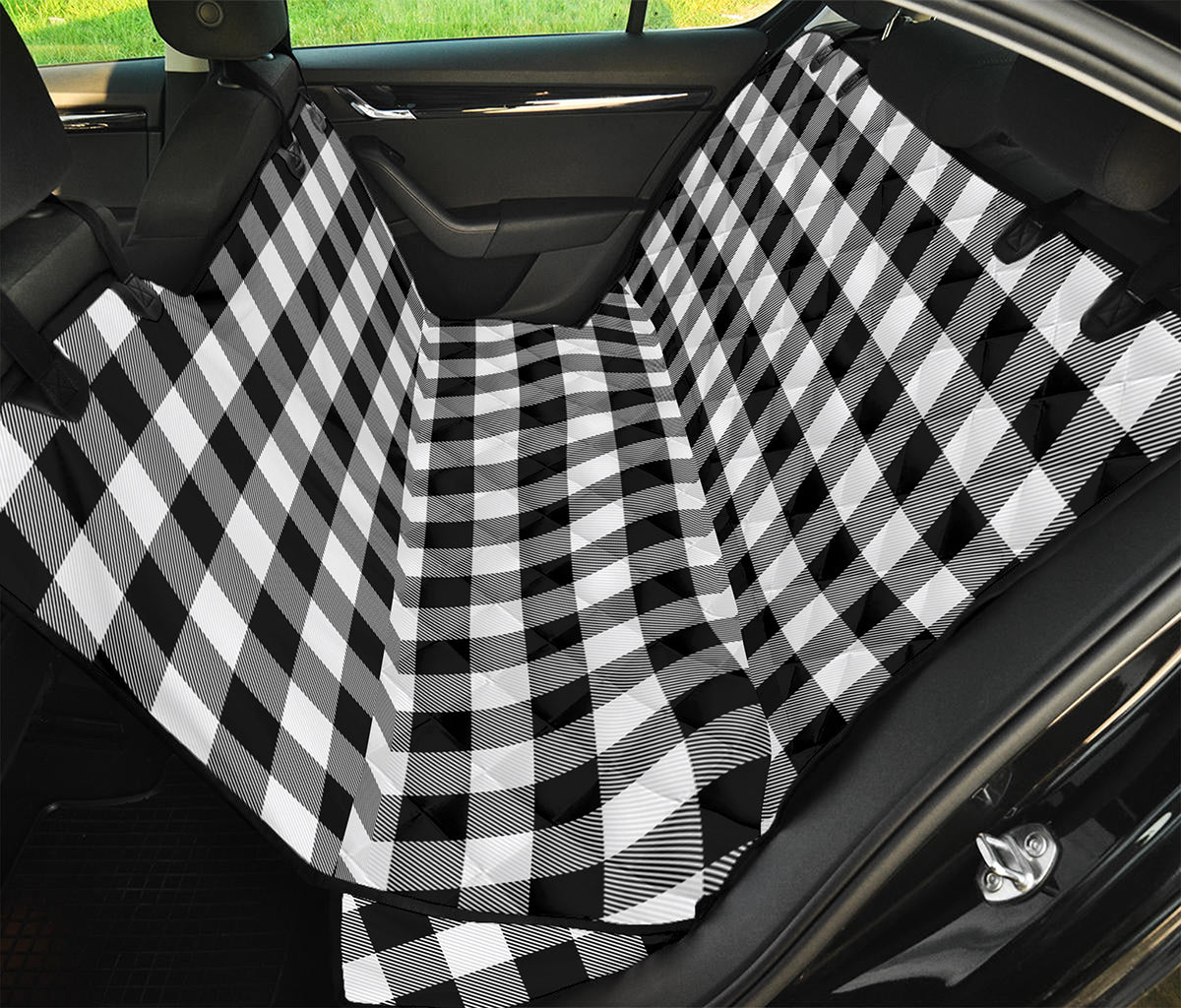 Black And White Buffalo Plaid Print Pet Car Back Seat Cover