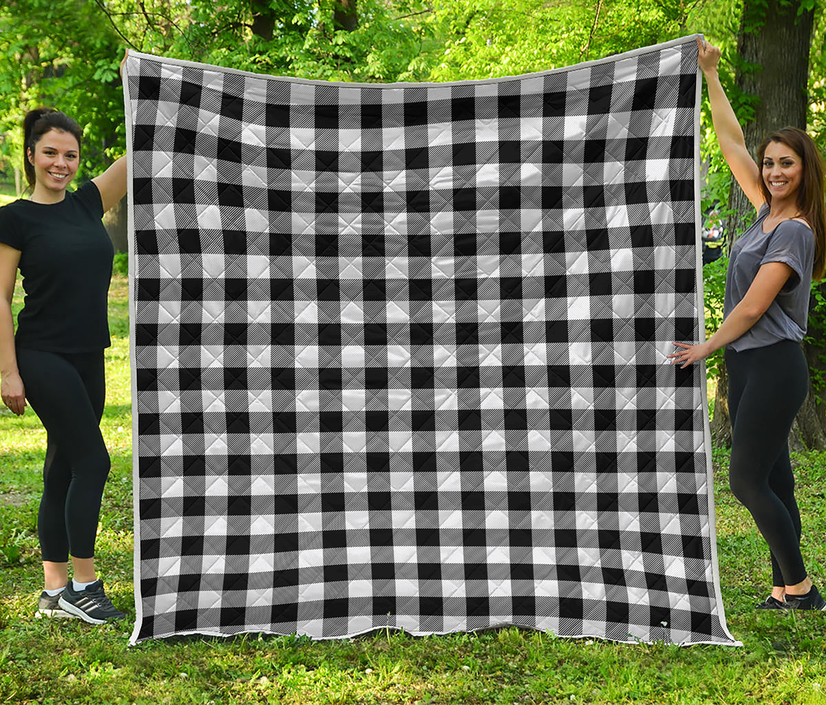 Black And White Buffalo Plaid Print Quilt