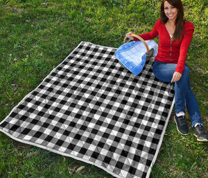 Black And White Buffalo Plaid Print Quilt