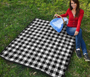 Black And White Buffalo Plaid Print Quilt