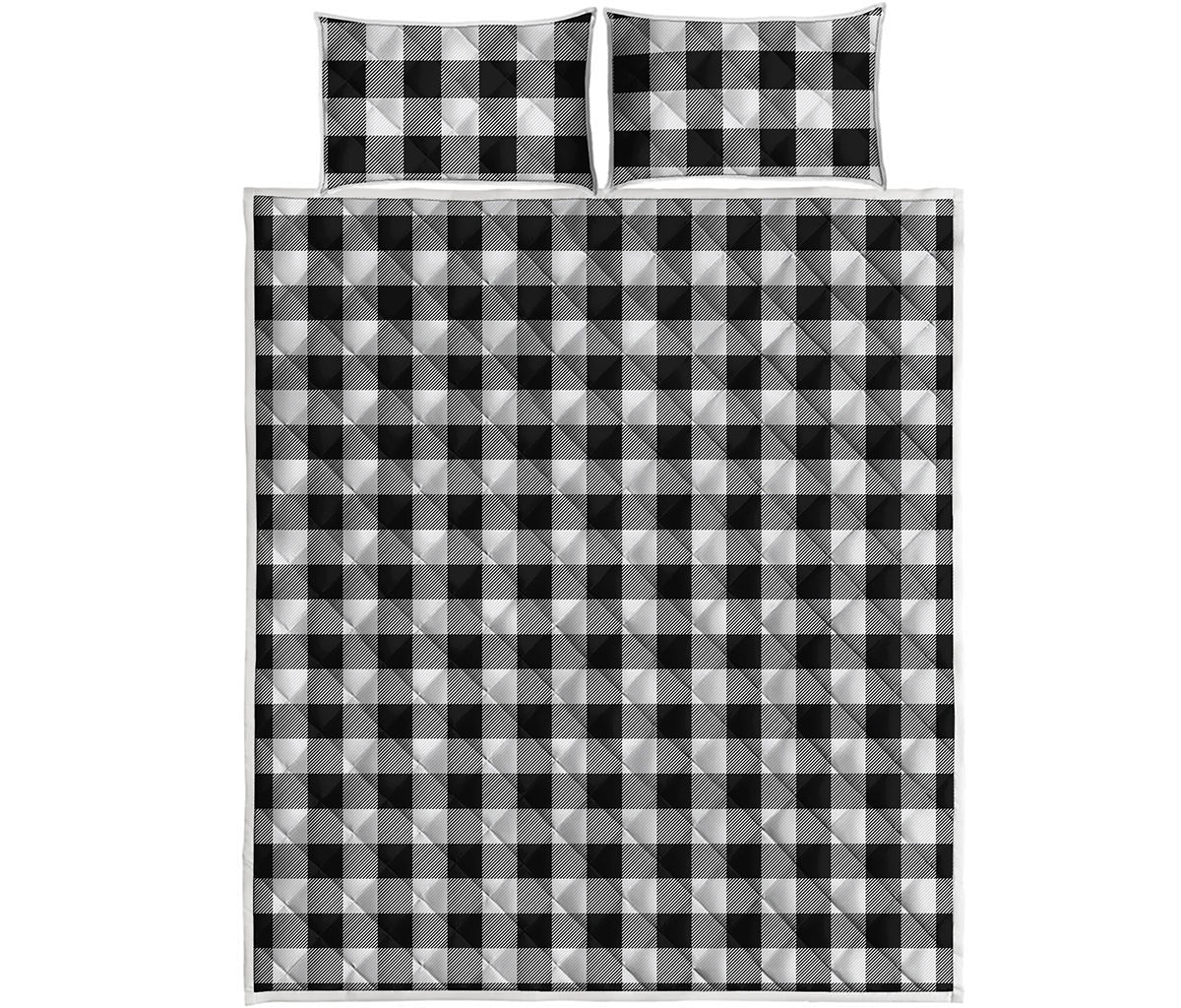 Black And White Buffalo Plaid Print Quilt Bed Set