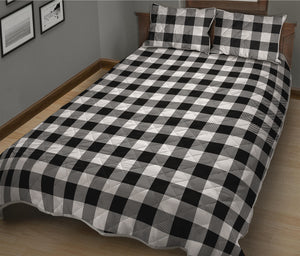 Black And White Buffalo Plaid Print Quilt Bed Set