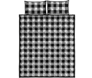 Black And White Buffalo Plaid Print Quilt Bed Set