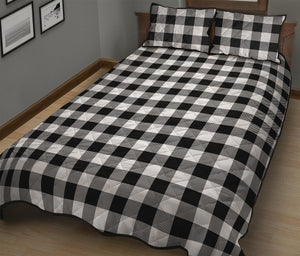 Black And White Buffalo Plaid Print Quilt Bed Set