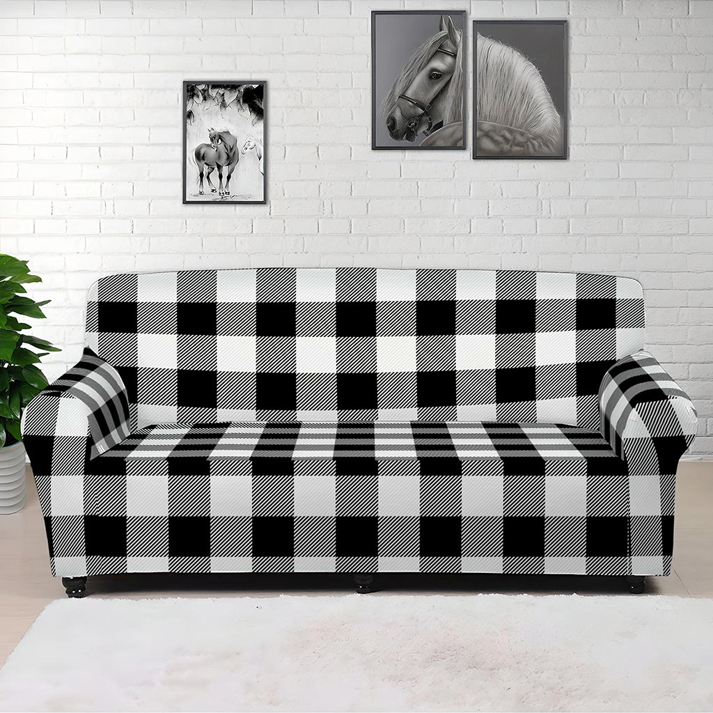 Black And White Buffalo Plaid Print Sofa Cover