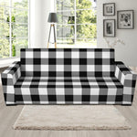 Black And White Buffalo Plaid Print Sofa Slipcover