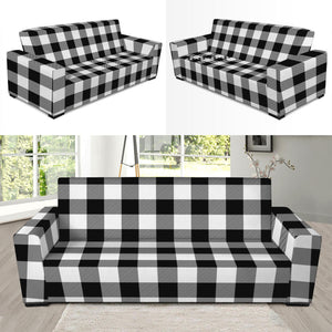 Black And White Buffalo Plaid Print Sofa Slipcover