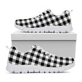 Black And White Buffalo Plaid Print White Running Shoes