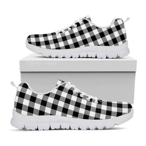 Black And White Buffalo Plaid Print White Sneakers