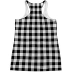 Black And White Buffalo Plaid Print Women's Racerback Tank Top