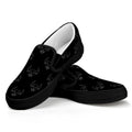 Black And White Bull Pattern Print Black Slip On Sneakers