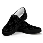 Black And White Bull Pattern Print Black Slip On Shoes