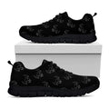 Black And White Bull Pattern Print Black Running Shoes
