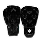 Black And White Bull Pattern Print Boxing Gloves