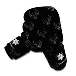 Black And White Bull Pattern Print Boxing Gloves