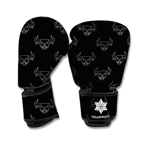 Black And White Bull Pattern Print Boxing Gloves