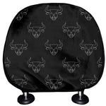 Black And White Bull Pattern Print Car Headrest Covers