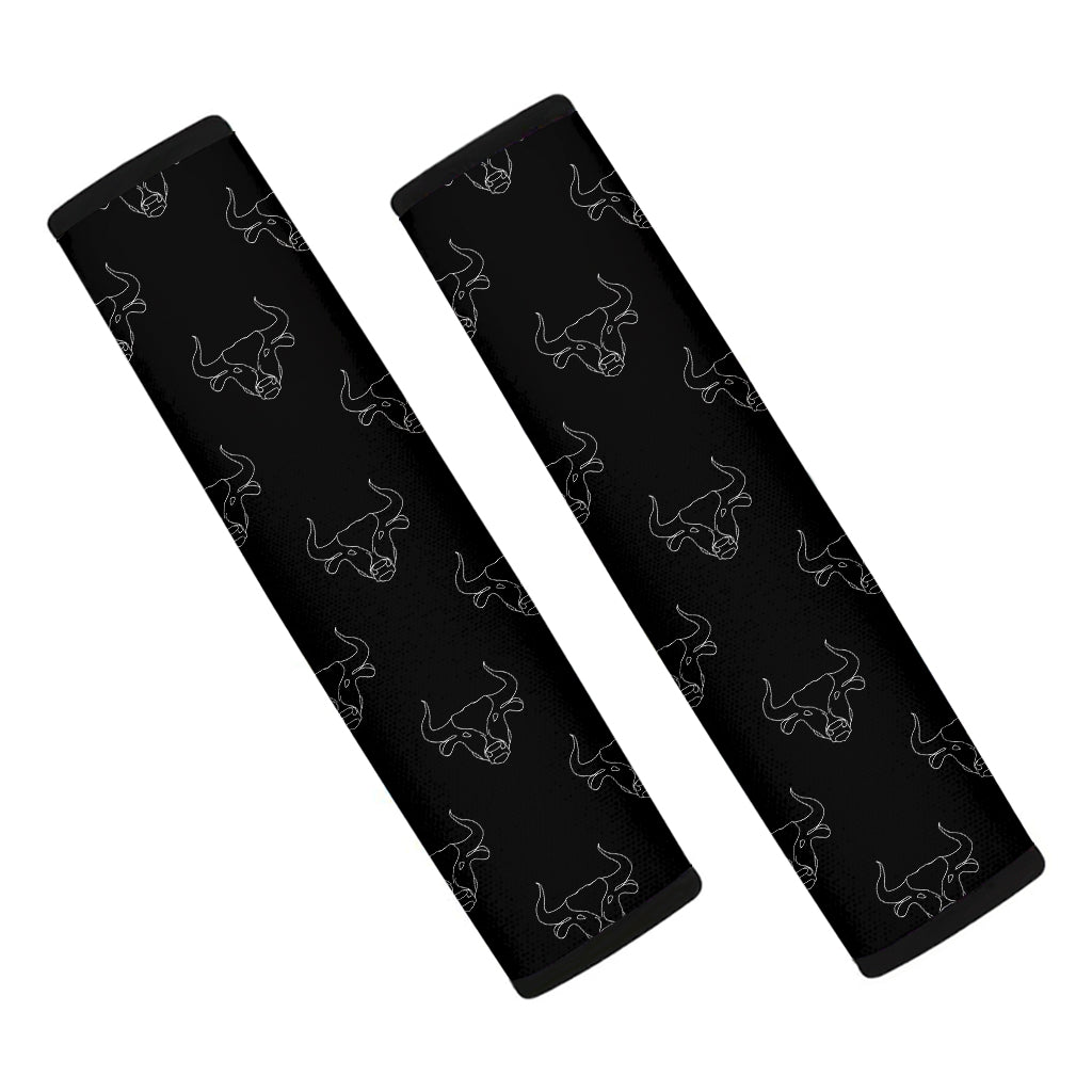 Black And White Bull Pattern Print Car Seat Belt Covers