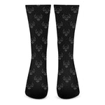 Black And White Bull Pattern Print Crew Socks