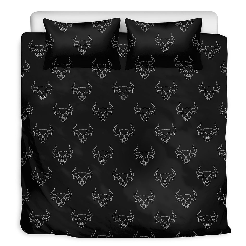Black And White Bull Pattern Print Duvet Cover Bedding Set