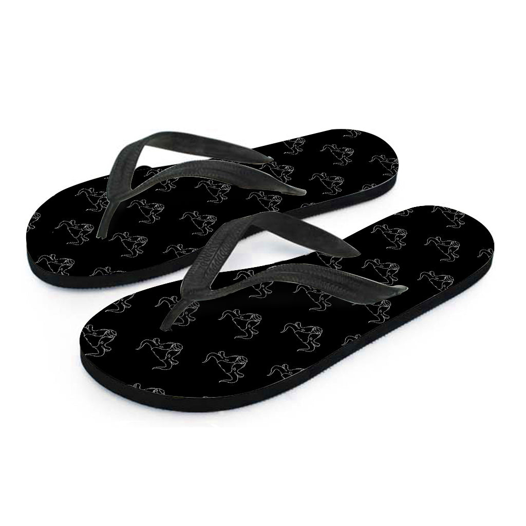 Black And White Bull Pattern Print Flip Flops