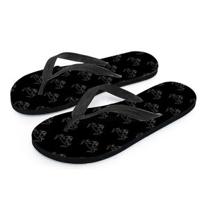 Black And White Bull Pattern Print Flip Flops