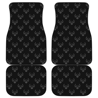Black And White Bull Pattern Print Front and Back Car Floor Mats