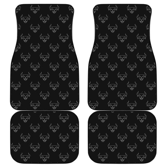 Black And White Bull Pattern Print Front and Back Car Floor Mats