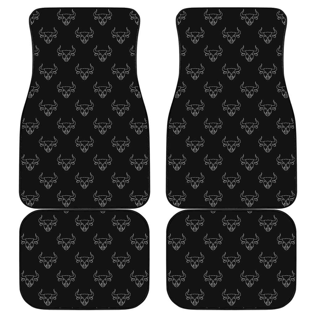 Black And White Bull Pattern Print Front and Back Car Floor Mats