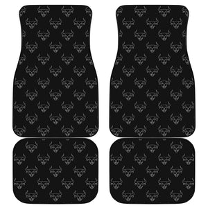 Black And White Bull Pattern Print Front and Back Car Floor Mats