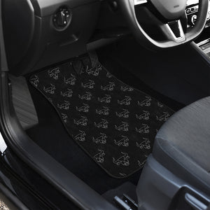 Black And White Bull Pattern Print Front and Back Car Floor Mats