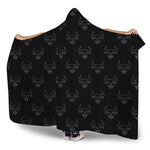 Black And White Bull Pattern Print Hooded Blanket