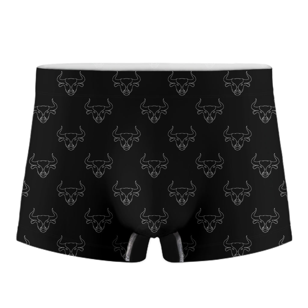 Black And White Bull Pattern Print Men's Boxer Briefs